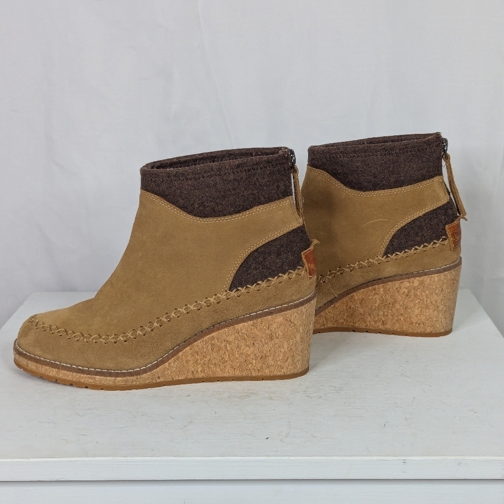 Pendleton Arago Suede Leather Cork Wedge Ankle Booties Boots - Picture 5 of 8